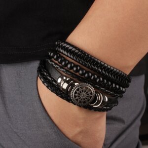 Leather Man Bracelets Style 4pcs Set
